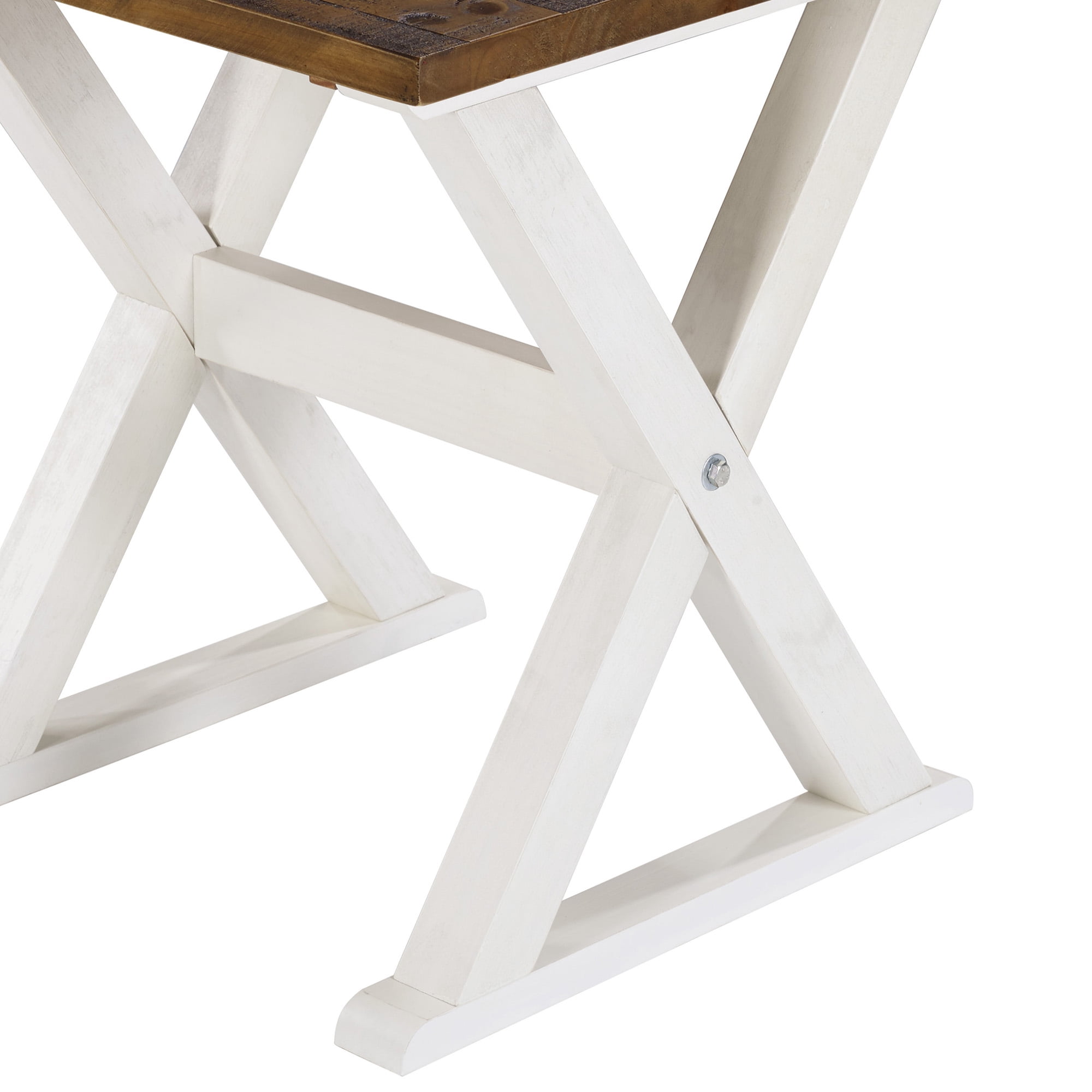 Manor Park Rustic Farmhouse Distressed Wood Side Table, White Wash