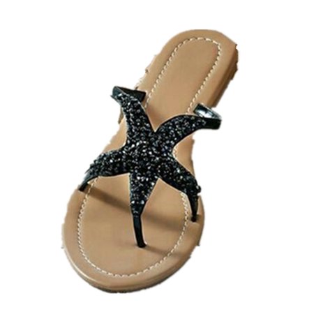Sysea Sequins Star Summer Bench Shoes Bohemian Flat Flip Flop