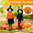 thumbnail image 4 of 3pcs Halloween Pumpkin Buckets, 6.7 Inch Portable Plastic Pumpkin Candy Pail Holder, Candy Buckets for Kids Trick or Treat, 4 of 5