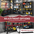 thumbnail image 2 of 78"H Metal Garage Shelving Unit with Pegboard and Wheels, Heavy Duty 5-Tier Adjustable Storage Rack, Industrial Shelves for Heavy Tools and Equipment, Ideal for Garage, Basement, 47.2"W*18"D, 2 of 8