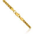 thumbnail image 3 of 14K Solid Yellow Gold 2.5mm Spiga Wheat Link Chain Necklace, 3 of 4