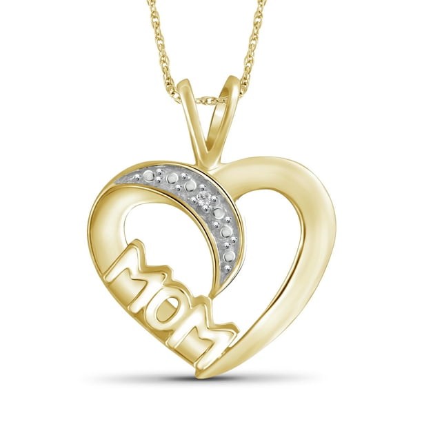 White Diamond Accent Gold over Silver Mother Heart Pendant - Walmart.com