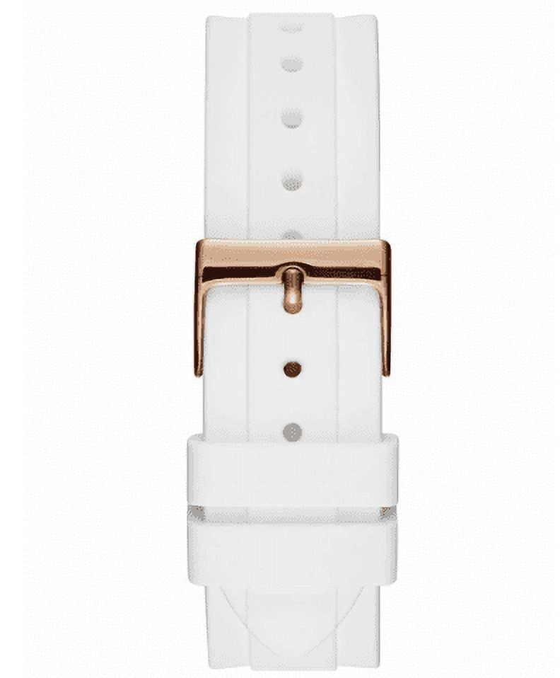 GUESS Ladies 38mm Watch - White Strap White Dial Silver Tone Case
