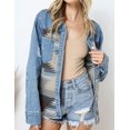 thumbnail image 2 of HSHDLDF Women's Aztec Denim Jacket Distressed Lapel Long Sleeve Vintage Button Down Denim Jacket Shacket, 2 of 6