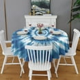 thumbnail image 2 of Blue Tie Dye Mandala Pattern Round Tablecloth 60"x60",Wrinkle Wipeable Table Cloth for Kitchen Dining Room Picnic Patio Party, 2 of 6