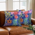 thumbnail image 3 of Spring Flower Throw Pillow Cover Abstract Watercolor Floral Plant Line Cotton Linen Cushion Cover Throw Pillow Case with Invisible Zipper for Couch Sofa Bed Chair Car 16x16 Inch, 3 of 14