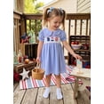 thumbnail image 6 of BemeyourBBs Toddler Baby Girls 4th of July Dress Smocked Outfit Patriot Independent Day Clothes American Flag Letter Embroidery Doll Collar Short Sleeve A-Line Dress Toddler Baby Girl Summer Dress, 6 of 9