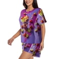 thumbnail image 2 of Fotbe Fruit Parfait Colorful Print Pajama Set for Women 2 Piece Loungewear Short Sleeve Tops and Shorts Set Soft Sleepwear-Large, 2 of 7