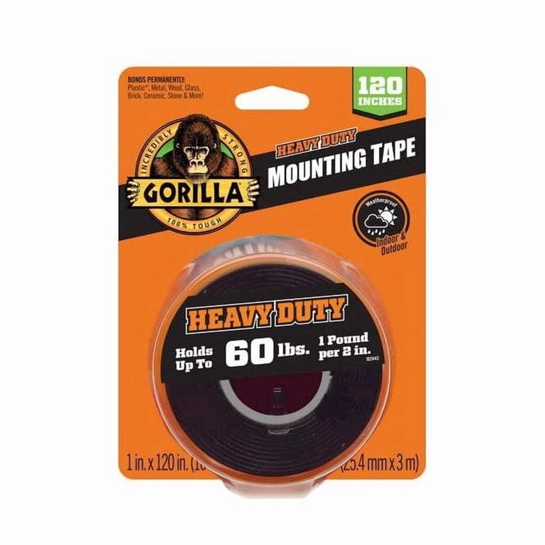 Gorilla Heavy Duty Double-Sided Mounting Tape, Black, 1 in x 120 in photo 1