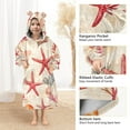 thumbnail image 3 of FORMRS Wearable Blanket Hoodie with Sleeves for Kids Cozy Flannel Sweatshirt, Beige Starfish, 3 of 7