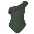 thumbnail image 2 of Hilor Women One Piece Bathing Suits One Shoulder Ruffle Swimwear Tummy Control Monokinis Swimsuits, 2 of 10