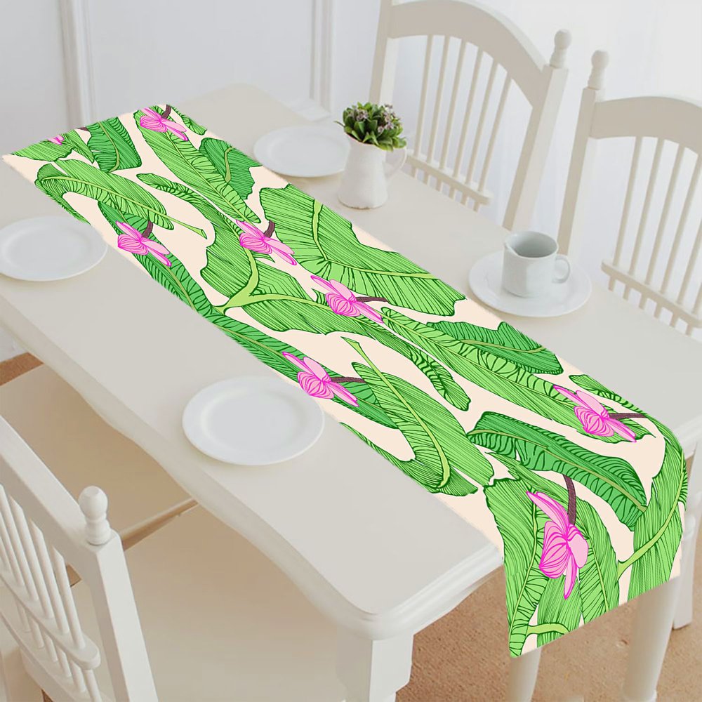 ABPHQTO Banana Leaf Table Runner Placemat Tablecloth For Home Decor