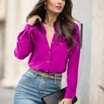 thumbnail image 2 of YDFCWXW Super Soft Free Button Down Shirts for Women Solid Long Sleeve Striped Formal Work Dress Blouses Tops Hot Pink, L, 2 of 4