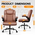 thumbnail image 6 of Waleaf Leather Office Chair,Wide Seat Small Computer Desk Chair Ergonomic Mid-Back Executive Chair with Back Support for Short People,Brown, 6 of 8