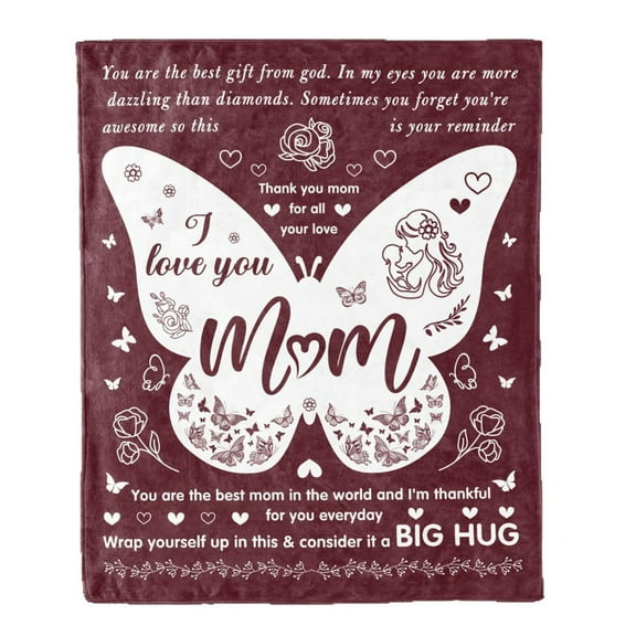 Essentiels Populaires pour la Maison, Couverture pour Maman Nouvelle Maman Noël Anniversaire Fête des Mères Couverture Imprimée avec Mots et Fleurs Couverture Douce 50x60
