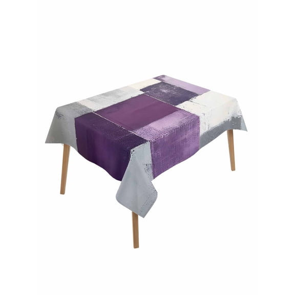 Rustic Purple Table Cloth, Abstract Oil Painting Grunge Art Ombre Waterproof Tablecloth for Rectangle Tables, Reusable Washable Fabric Table Cover for Restaurant Kitchen Dining Tables 60"x102"