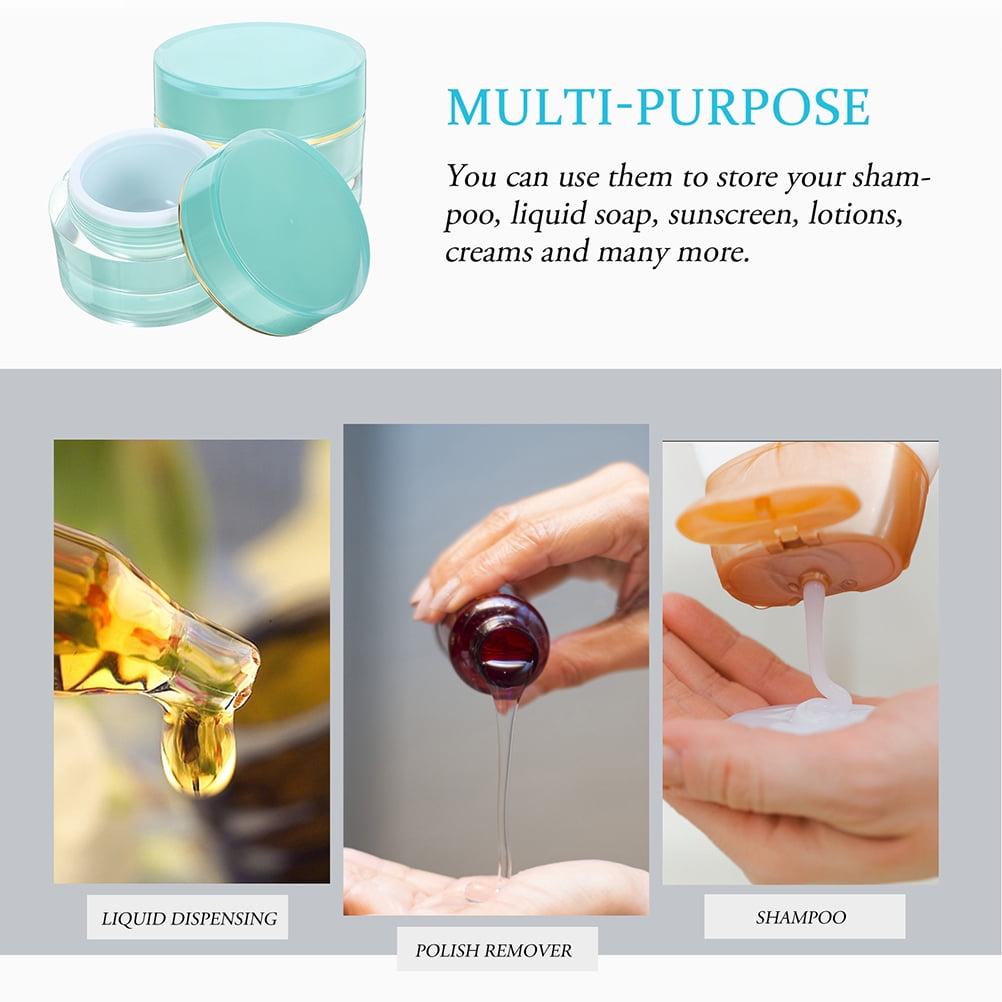 ELAYARD 4Pcs Blue Acrylic Wide Mouth Cream Jars Refillable Leak Proof Containers for Travel