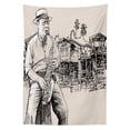 thumbnail image 3 of Ambesonne Jazz Tablecloth Rectangular Table Cover, River Bank Palm Trees, 60"x90", Beige Black, 3 of 4