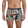 thumbnail image 1 of Balery Cartoon Pandas Basketball Calzoncillos bóxer para hombre, ropa interior de algodón suave y transpirable con cinturilla de nailon-Medium, 1 of 5