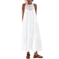 thumbnail image 1 of Vestido BTFBM Summer Halter para mujer, casual, bohemio, vestido de verano, blanco, 1 of 9