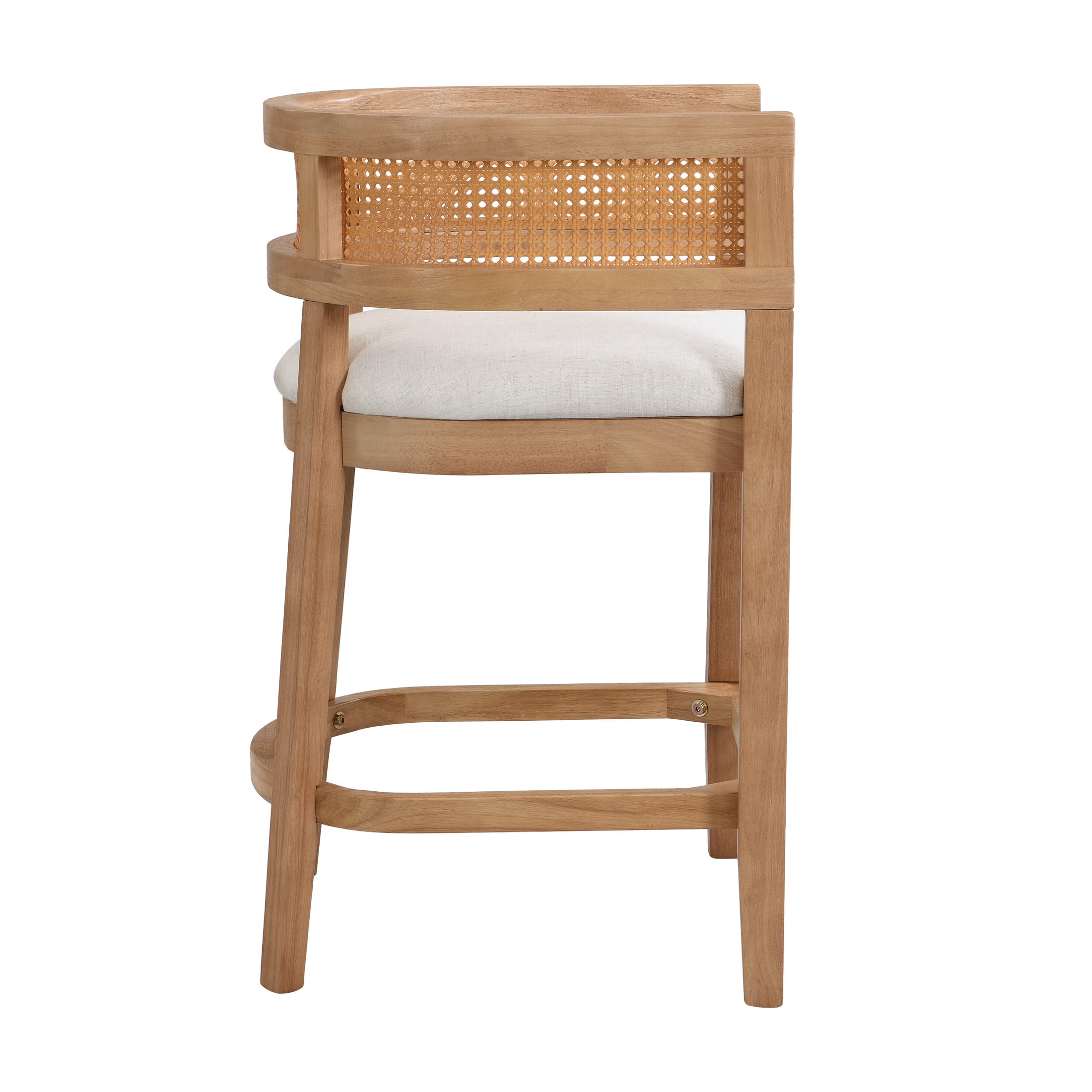 Christopher Knight Home 25.5" Upholstered Counter Stools, Wood Frame with Rattan Back, Natural, Set of 2