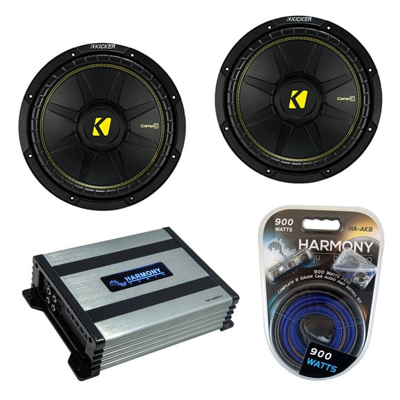 Kicker (2) CWS12 Car Audio CompC Subwoofer 12" Sub 44CWCS124 & HA-A400.1 Amp