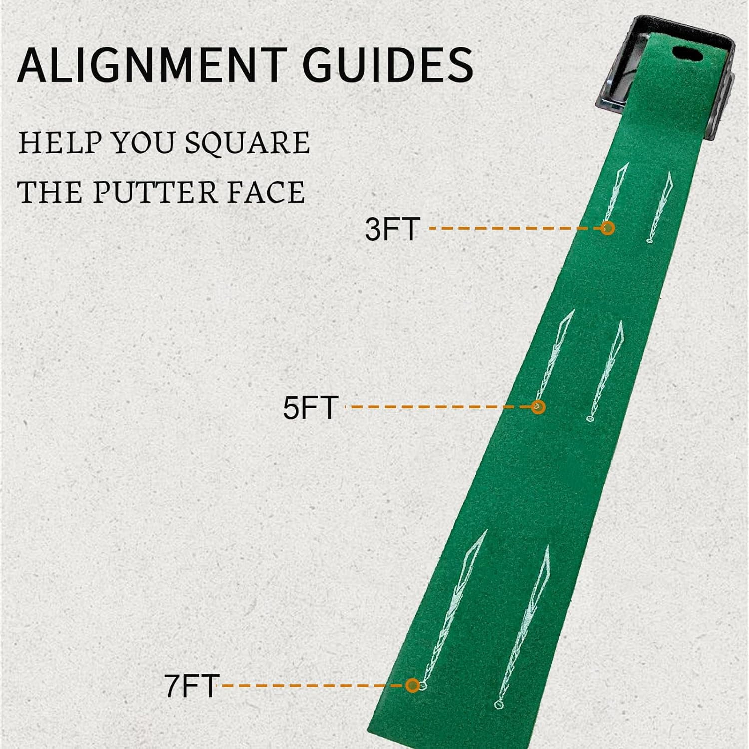 Crestgolf Golf Putting Green Indoor Putting Mat with Auto Ball Return Putter Alignment Guides at 3, 5 & 7 feet Golf Mini Practice Training Aid for Home Office