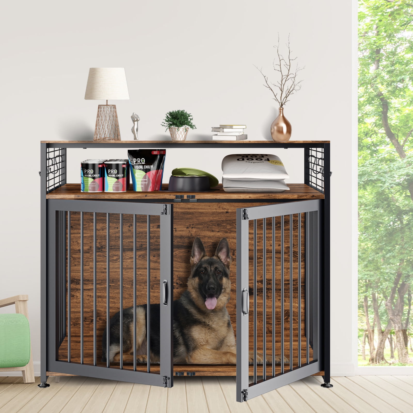 NAIZEA Cages for Large/Medium Dogs,44" Dog Crate Furniture Large,Tv