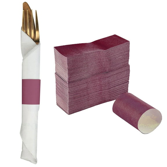 Walbest 100PCS Napkin Ring Self-adhesive Strong Stickness Tightly Wraps Elegant Napkin Ring Set Home Party Supplies