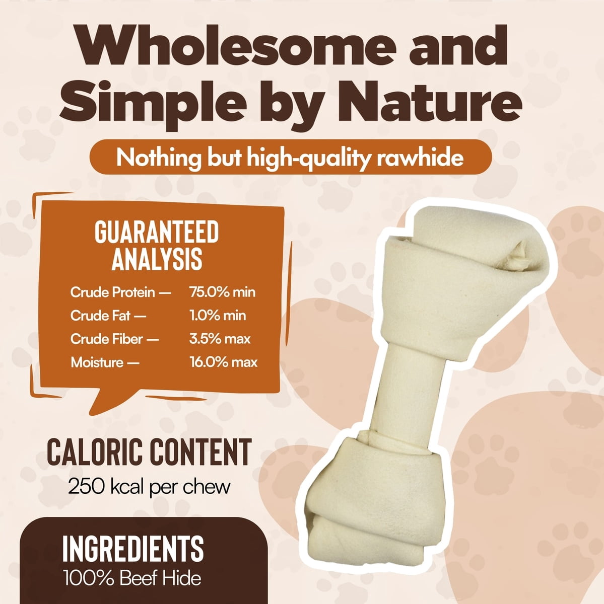 Knotted 8 to 9-in Natural Flavor Rawhide Bone Dog Treats, 10 CT