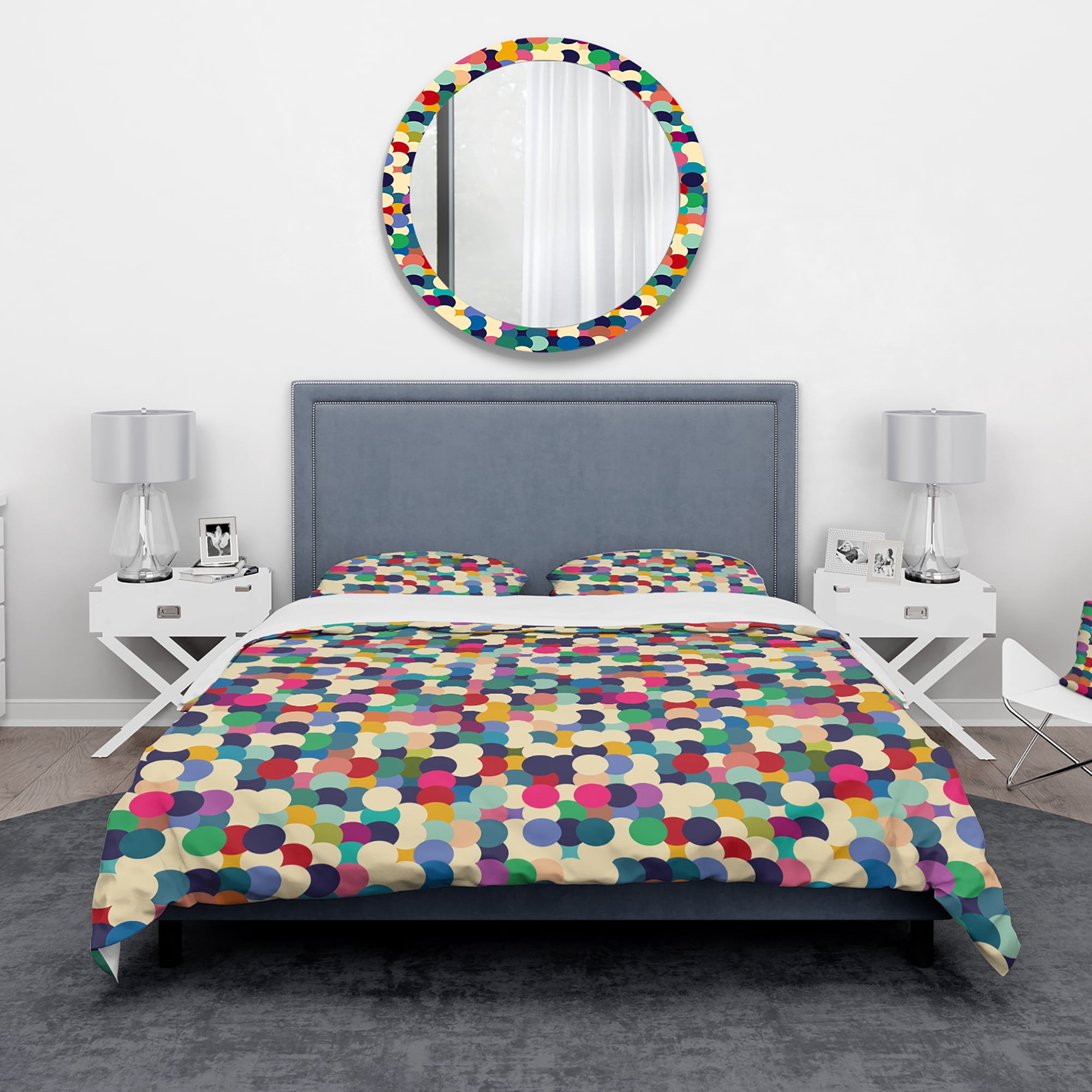 Designart 'Geometric Pattern with Circles' Modern & Contemporary Duvet Cover Set