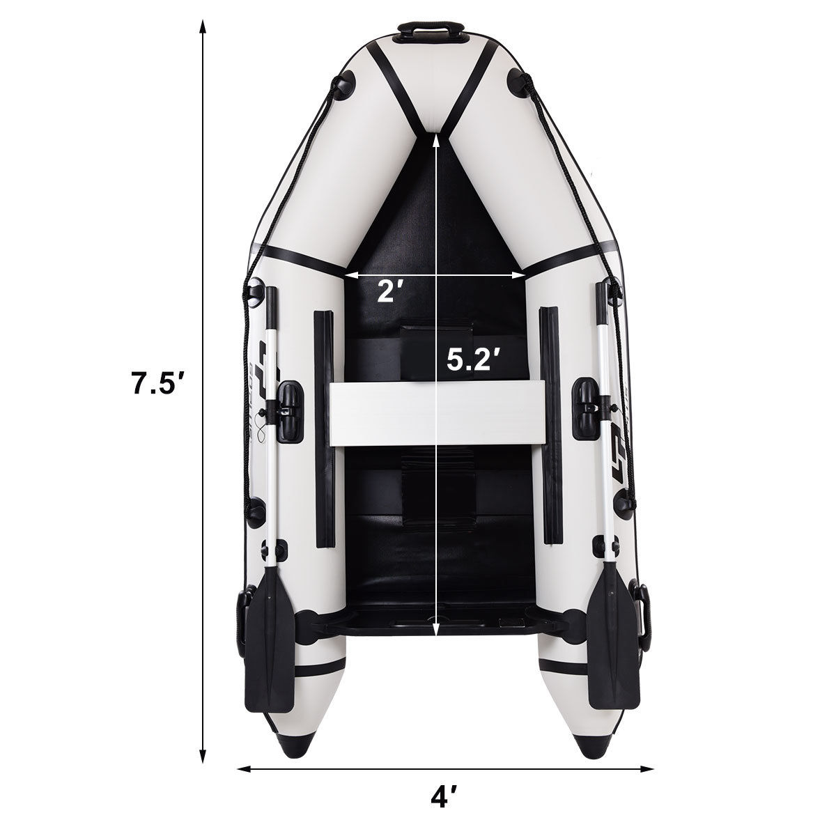 thumbnail image 2 of Costway 2 Person 7.5FT Inflatable Dinghy Boat Fishing Tender Rafting Water Sports, 2 of 8