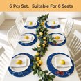 thumbnail image 5 of Navy Blue Christmas Round Placemats Set of 6, Braided Polypropylene Place Mats, Xmas Tree Winter Snowflake Washable Table Mats for Kitchen Dinner Holiday Wedding Party Coffee Table Decoration 15", 5 of 9