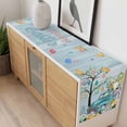 thumbnail image 4 of Easter Table Runner - 60 Inch Long, Kitchen Dining Table Runner Dresser Scarves, Turquoise Truck Eggs Gnomes Rabbit Wooden Grain Farmhouse Decor for Coffee Tables Wedding Party Banquet, 4 of 8