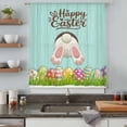 thumbnail image 4 of Happy Easter Semi Sheer Curtains Drapes for Living Room,Bedroom,French Doors Window 72 Inches Long,Spring Bunny Easter Eaggs Grasses Teal Wood Rod Pocket Chiffon Curtain Drapery Voile Draperies Panel, 4 of 8