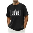thumbnail image 2 of FAWUUDO Mens Casual Short Sleeve T Shirt Round Neck Simple Valentines Day Print Romantic Graphic Holiday Gift Top Tee Black M, 2 of 6