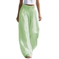 thumbnail image 3 of Women's Striped Elastic Waist Pull-On Pants With Pockets, Mid Waisted Straight Leg Tummy Control Bottoms, Soft Comfortable Work Capris, Casual Everyday Stretch | TruHer,Green S, 3 of 6