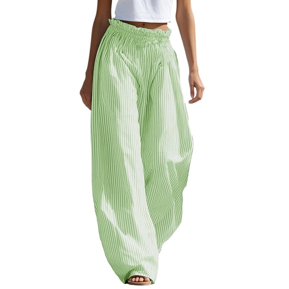 VEKDONE Striped Wide Leg Pants for Women High Waisted Baggy Palazzo Pants Dressy Casual Lightweight Comfy Trousers with Pockets