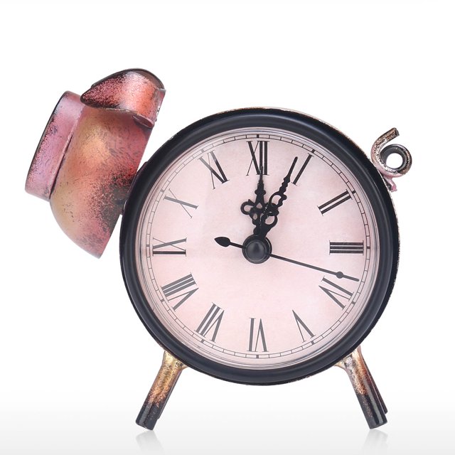 Reloj cerdito hecho a mano, figura metálica muda de mesa Tooarts Escultura de hierro