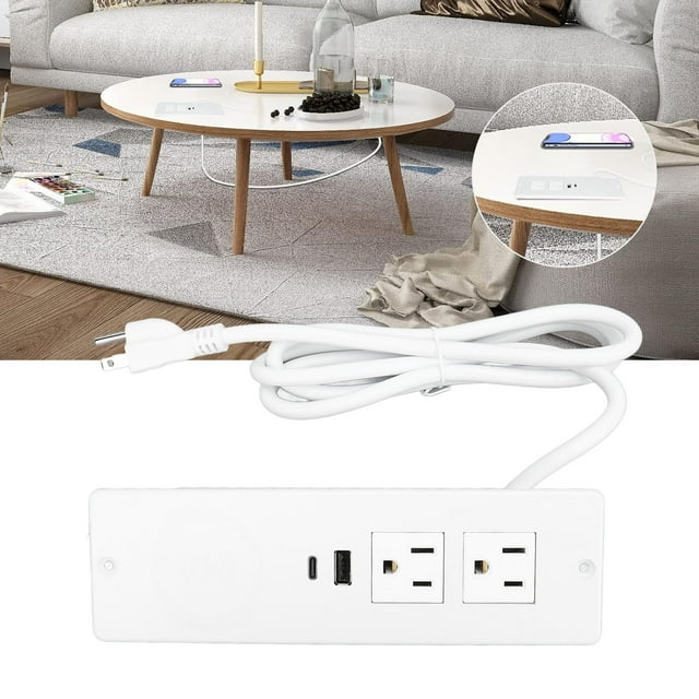 Desktop Outlet, Recessed Power Strip US Plug 125V 15A Flame Retardant Shell for Furniture Installation for Mall Store Black,White