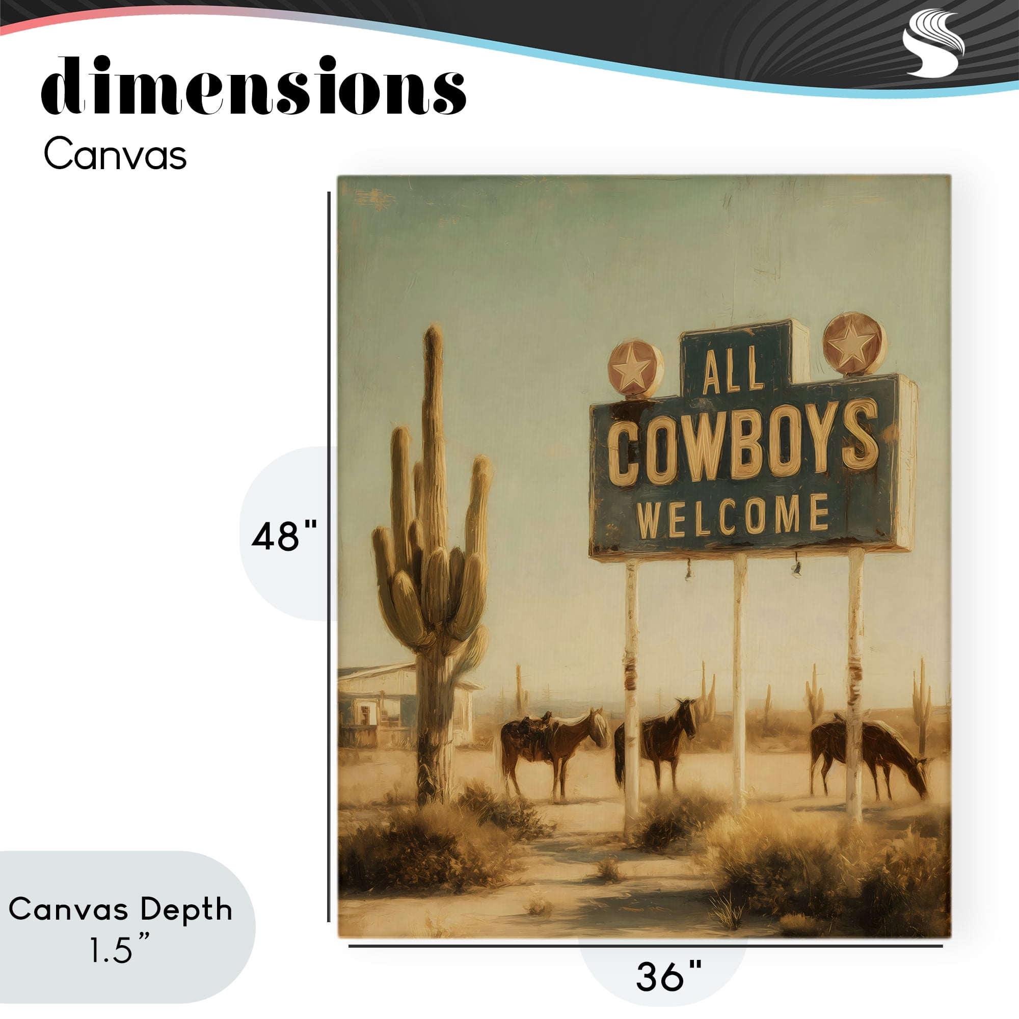 Stupell Industries All Cowboys Welcome Desert Canvas Wall Art, design by Arlington Prints