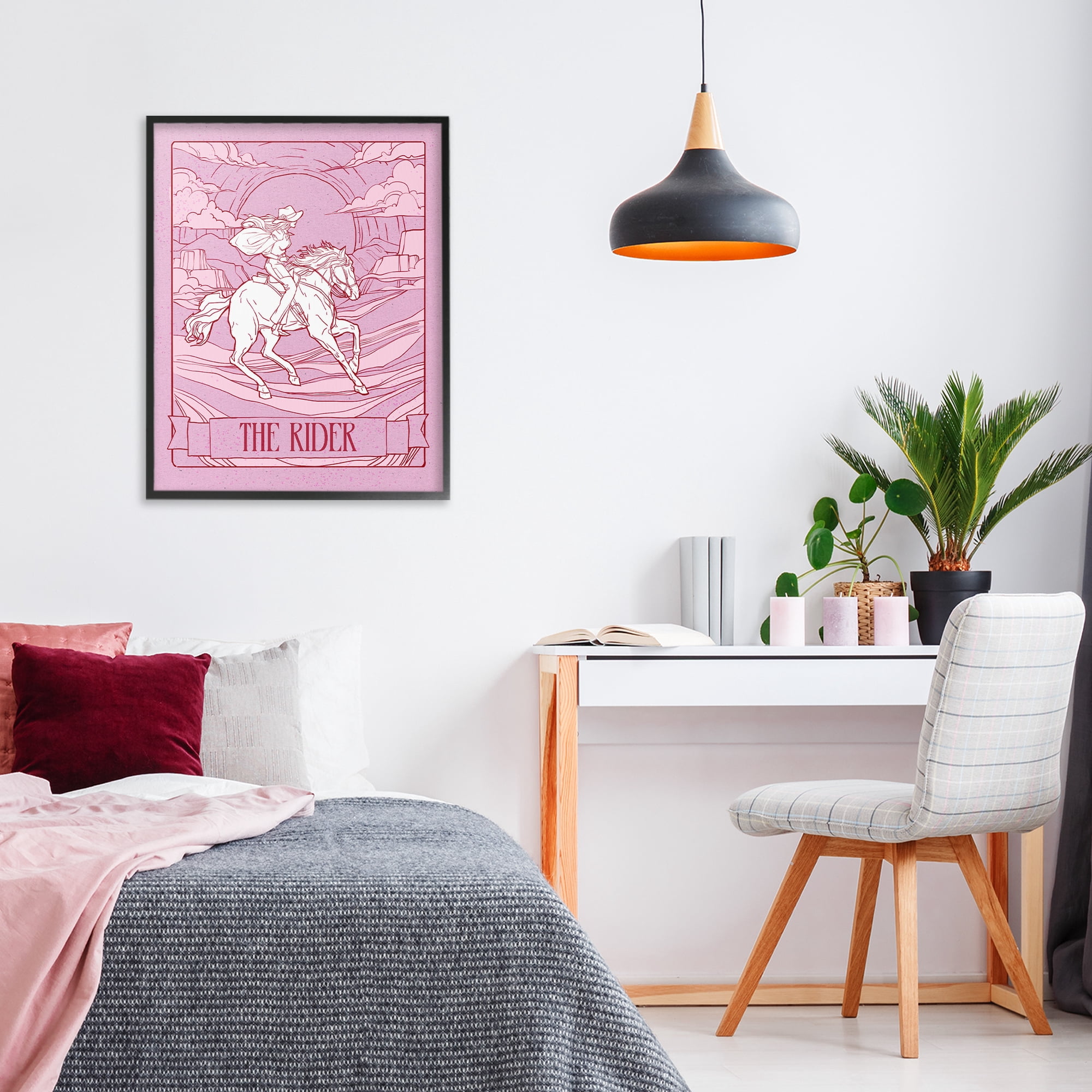 Stupell Industries Cowgirl Rider Tarot Card Black Framed Giclee Art, design by Ziwei Li