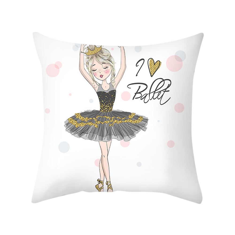 18'' Ballet Dancing Girl Linen Pillow  Cushion Cover Sofa Bed Decor Deluxe
