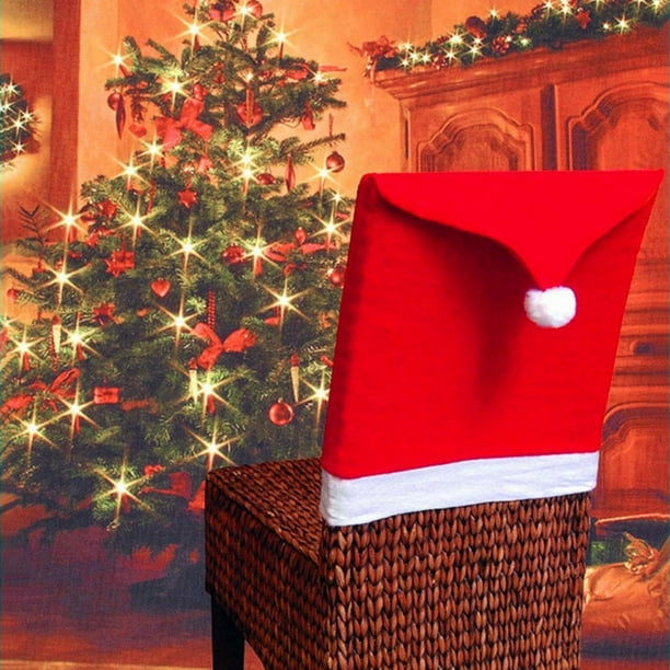 Navidad Santa sombrero silla contraportada fiesta en casa cena mesa arte funda decorativa