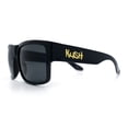 thumbnail image 6 of Brush Kush Graffiti Logo Rectangle Sport Horn Rim Plastic Sunglasses Shiny Black Gold Logo, 6 of 8