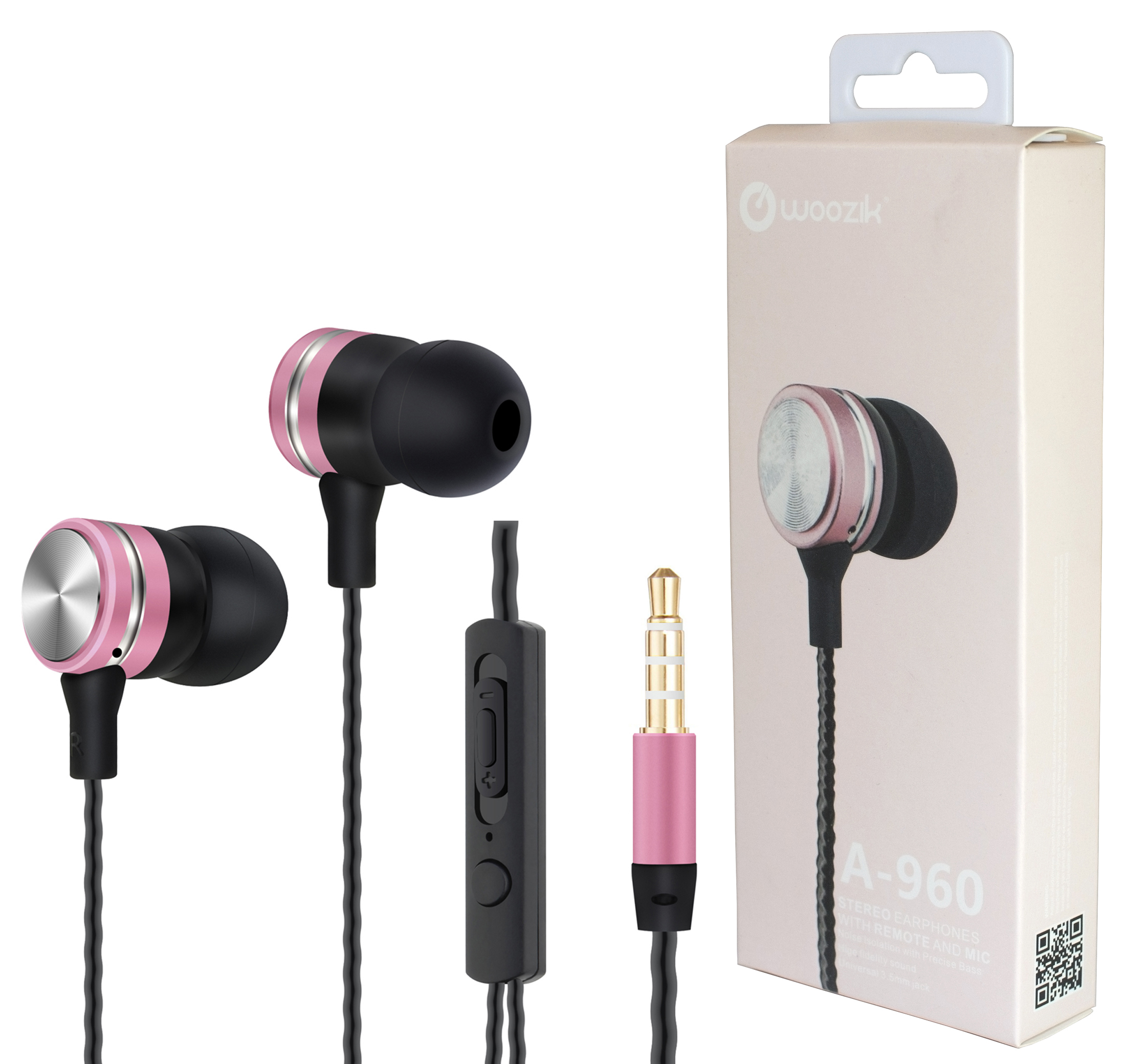 Woozik A960 Wired Headphones, In-Ear 