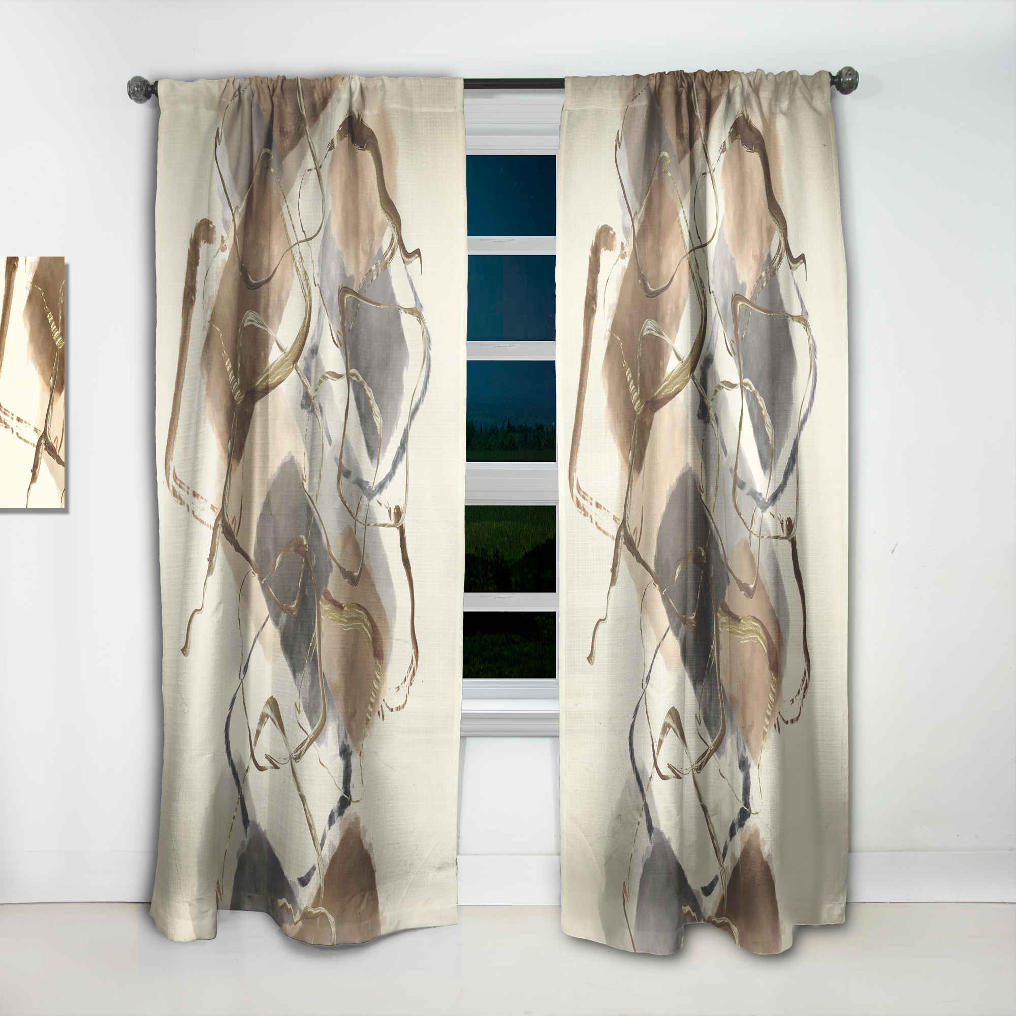 Designart 'Abstract Gold Glam Squares III' Modern & Contemporary Curtain Panel
