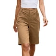 thumbnail image 6 of Pxxlle Knee Length Shorts for Women with Pockets Casual Summer High Waisted Work Office Shorts Business Dress Wide Leg Shorts Brown L, 6 of 10