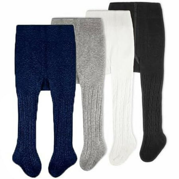 CozyWay Baby Tights - Baby Girl and Boy Leggins Cable Knit Comfy Cotton Infant 0-6 Months Multicolor - 4 Pack