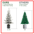 thumbnail image 3 of Tcbosik 6.5ft Pre-Lit Potted Flocked Artificial Christmas Tree with 150 Warm White LED Lights and 720 Branch Tips, Xmas Tree with 19 Pine Cones, Indoor Home Office Holiday Decoration, White+Green, 3 of 7